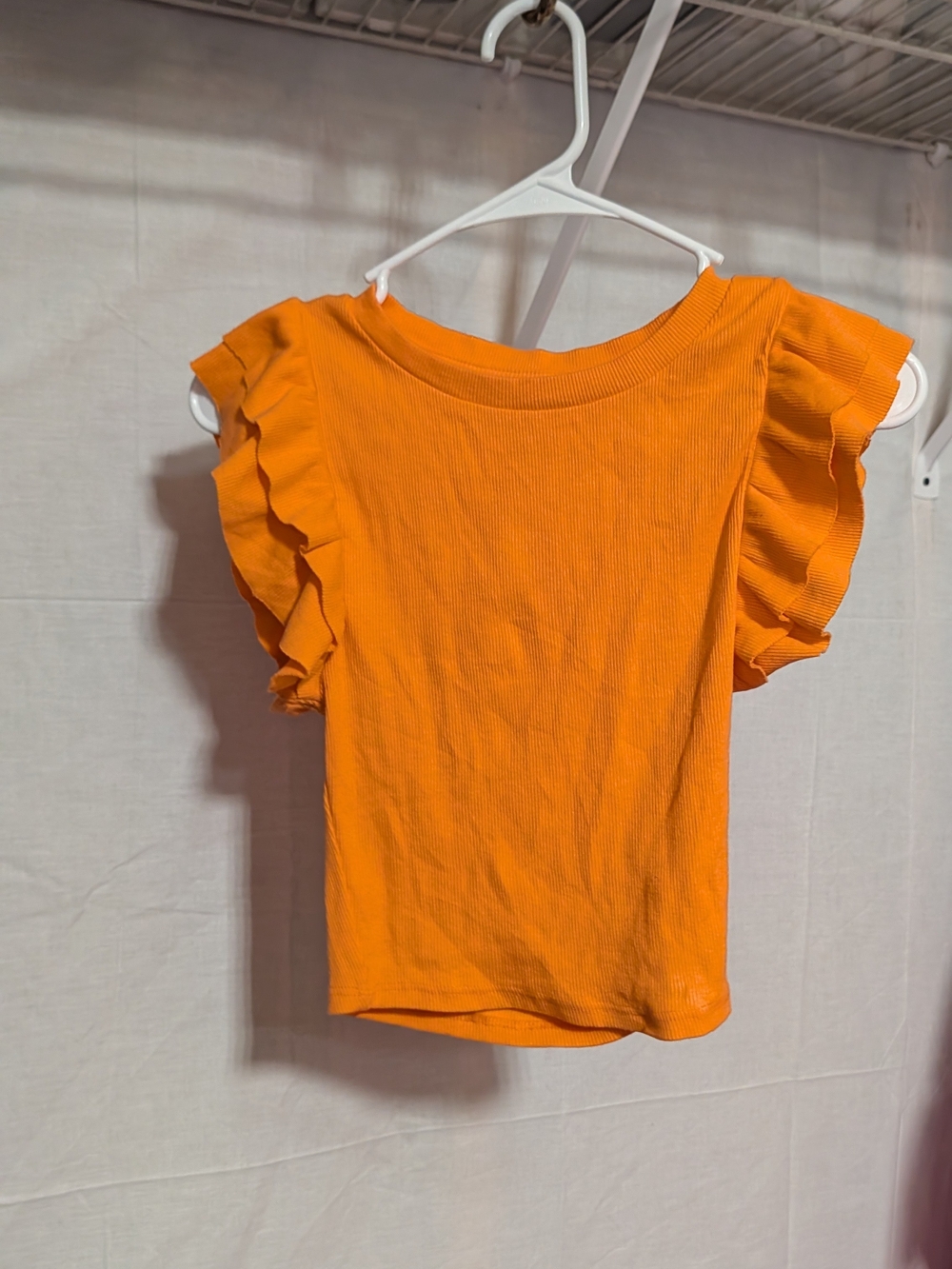 Zara Orange Ruffle Sleeve Knit Top